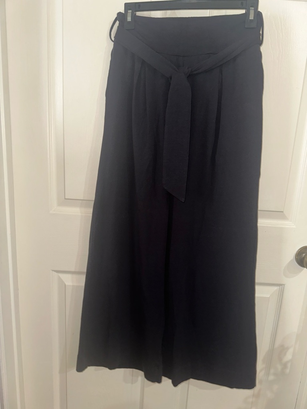 Pact Black Wide-Leg High-Waist Pants with Self Tie S